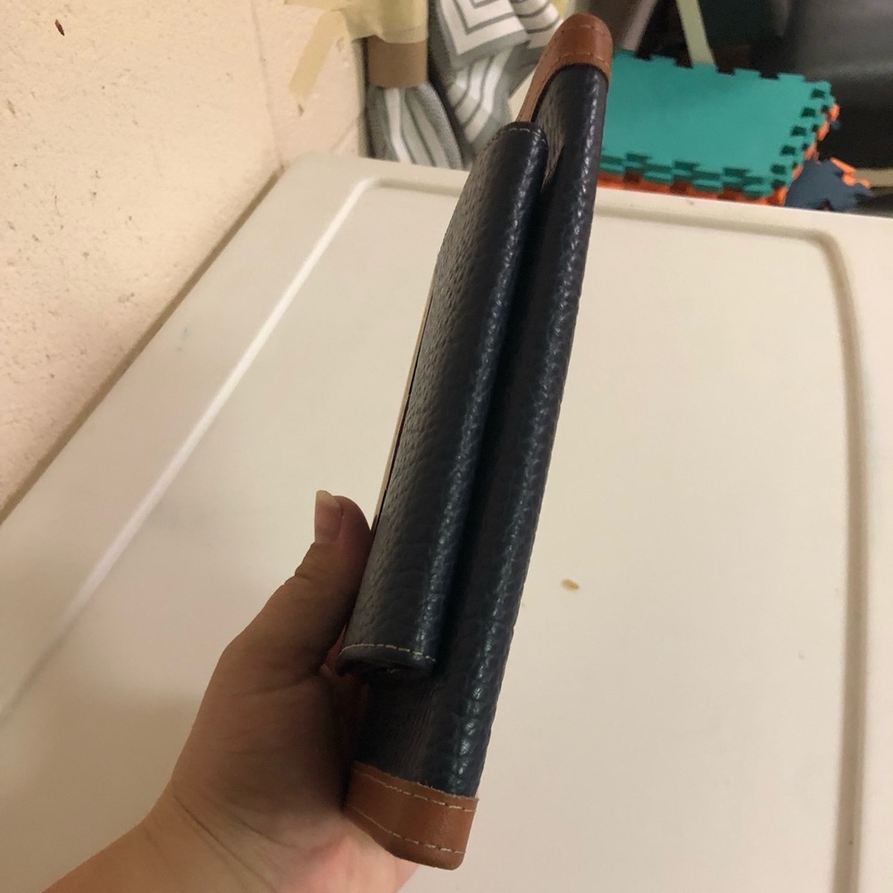 Dooney & Bourke Pebbled Leather Blue and Brown Wallet Checkbook - Picture 6 of 8